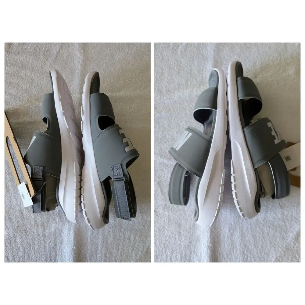 Nike Tanjun Sandal Size10 Cool Gray Pure Platinum White Adjustable NWT
